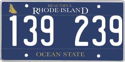 RI license plate 139239
