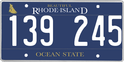 RI license plate 139245