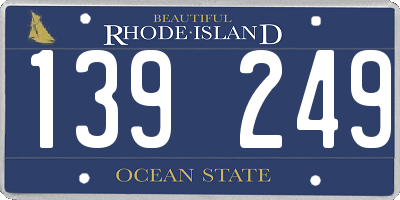 RI license plate 139249
