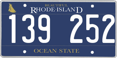 RI license plate 139252
