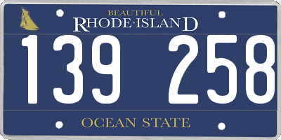RI license plate 139258