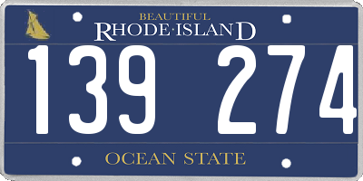 RI license plate 139274