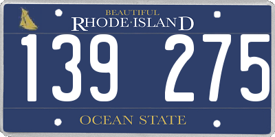 RI license plate 139275