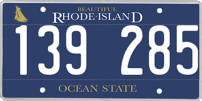 RI license plate 139285