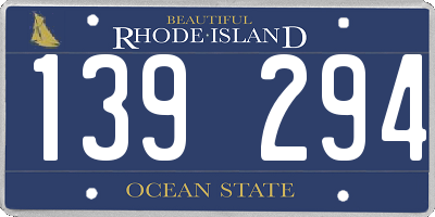 RI license plate 139294