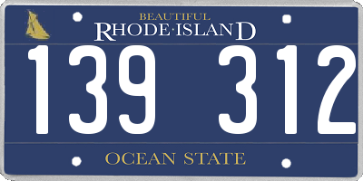 RI license plate 139312