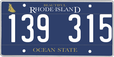 RI license plate 139315