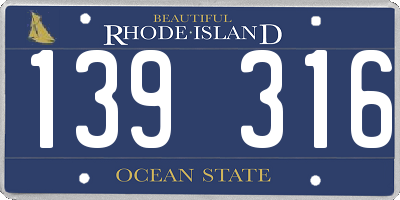 RI license plate 139316