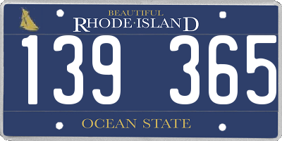 RI license plate 139365
