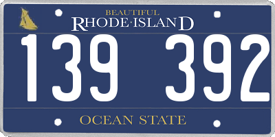 RI license plate 139392