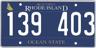 RI license plate 139403