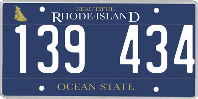 RI license plate 139434
