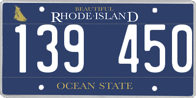 RI license plate 139450