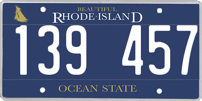 RI license plate 139457