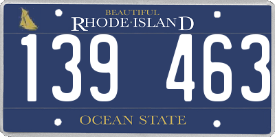 RI license plate 139463