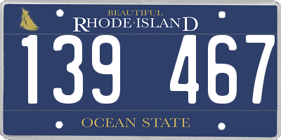 RI license plate 139467