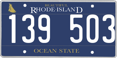 RI license plate 139503