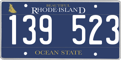 RI license plate 139523
