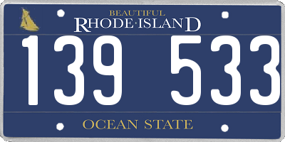 RI license plate 139533