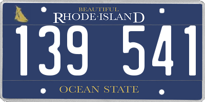 RI license plate 139541