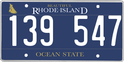 RI license plate 139547