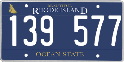 RI license plate 139577