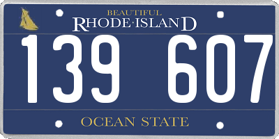 RI license plate 139607