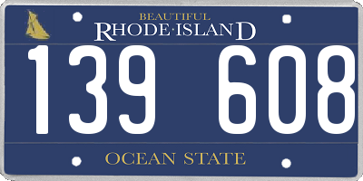 RI license plate 139608