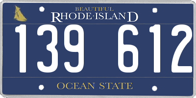 RI license plate 139612