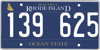 RI license plate 139625