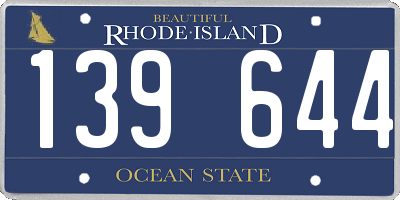 RI license plate 139644
