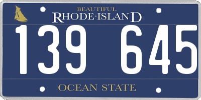 RI license plate 139645