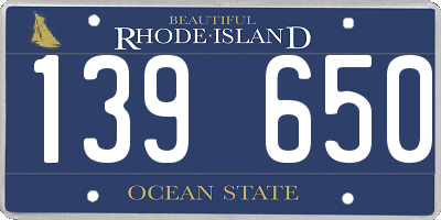 RI license plate 139650