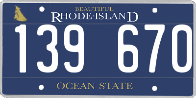 RI license plate 139670