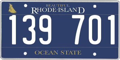 RI license plate 139701