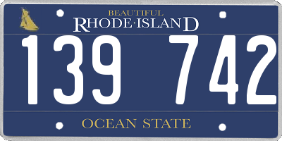 RI license plate 139742