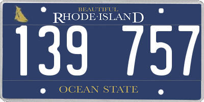 RI license plate 139757