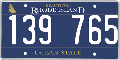 RI license plate 139765