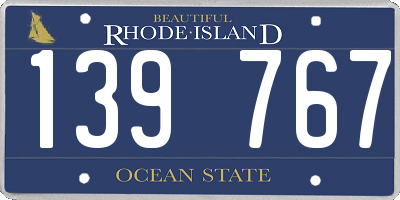 RI license plate 139767