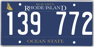 RI license plate 139772