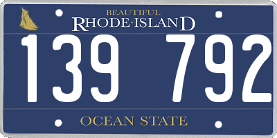 RI license plate 139792