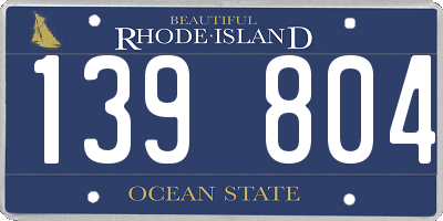 RI license plate 139804
