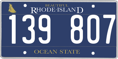 RI license plate 139807