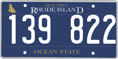 RI license plate 139822