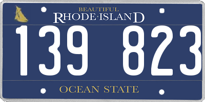 RI license plate 139823