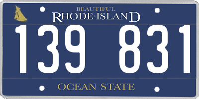 RI license plate 139831