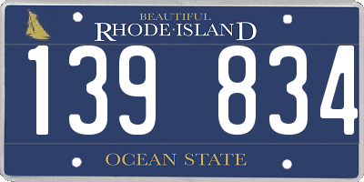 RI license plate 139834