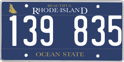 RI license plate 139835