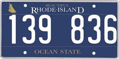 RI license plate 139836