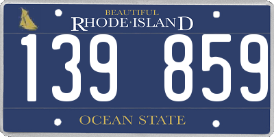 RI license plate 139859